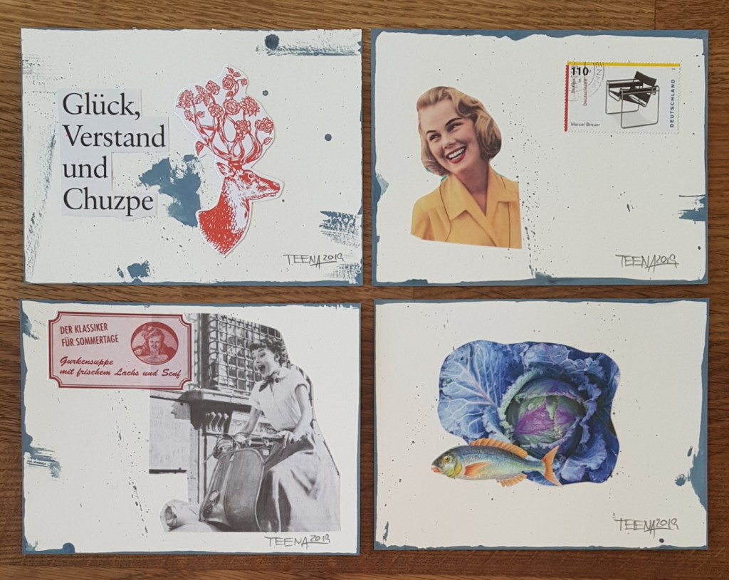 PostkARTenUnikate, Teena Leitow, atelier acht, Kunst im Abo, postcART, Postkarten, Minikunst, tiny art